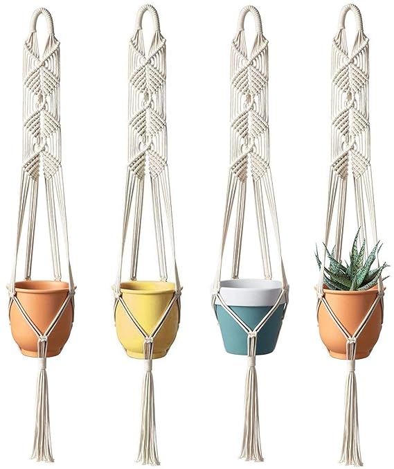 Macrame Hanging Planter Set Of 4 - Leechoo